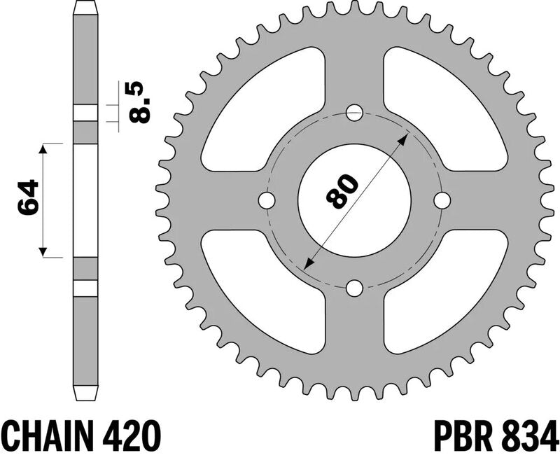 PBR Steel standard rear sprocket 834 - 420