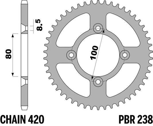 PBR Steel C45 standard rear sprocket 238 - 420