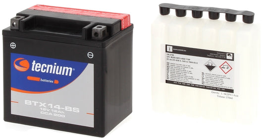 TECNIUM Battery Maintenance-free with acid package - BTX14-BS