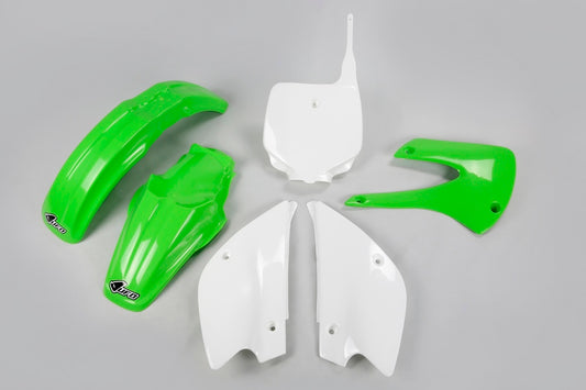 UFO Plastic kit OEM color green/white Kawasaki KX80
