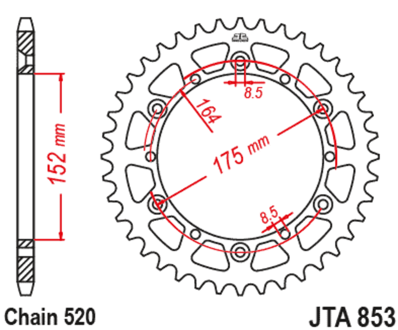 Rear sprocket JT SPROCKETS Aluminium Standard - 520
