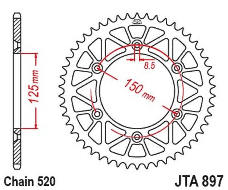 Rear sprocket JT SPROCKETS Aluminium Standard - 520