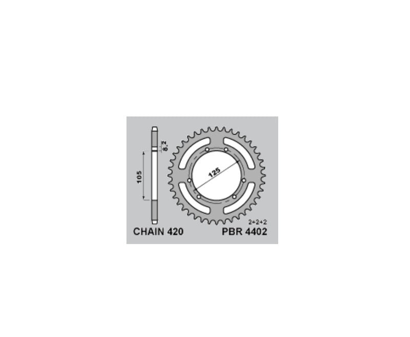 PBR Staal standaard achtertandwiel 4402 - 420