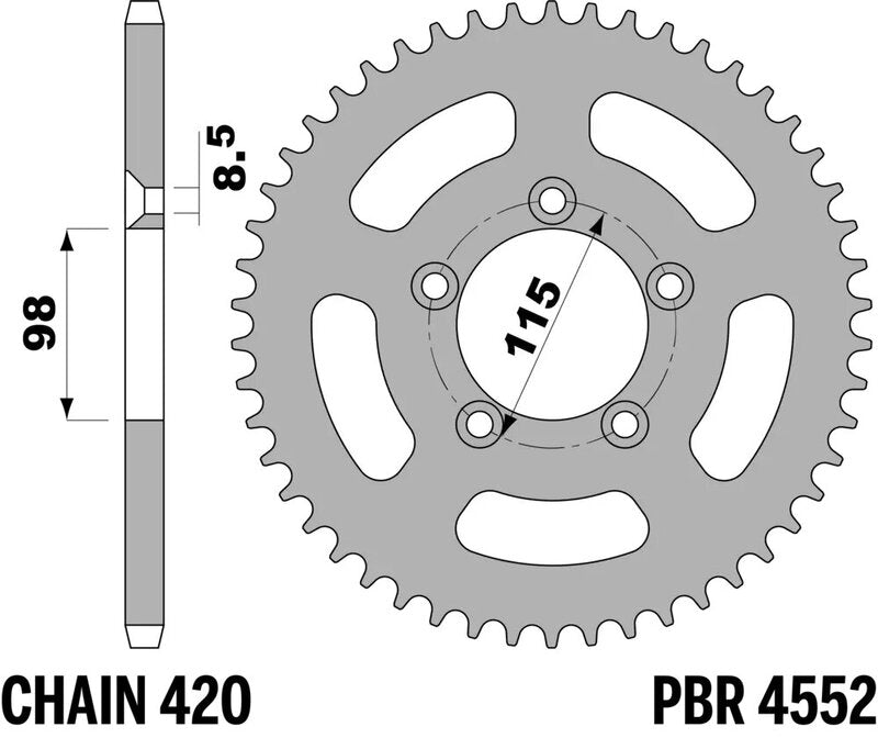 PBR Aluminium ultralicht achtertandwiel 4552 - 420