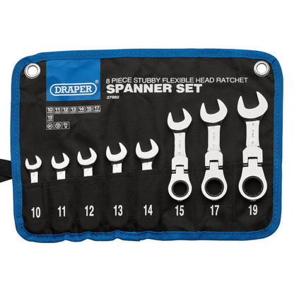 DRAPER HI-TORQ® Metrische combinatieratelsleutels met stompe flexibele kop - 8 stuks