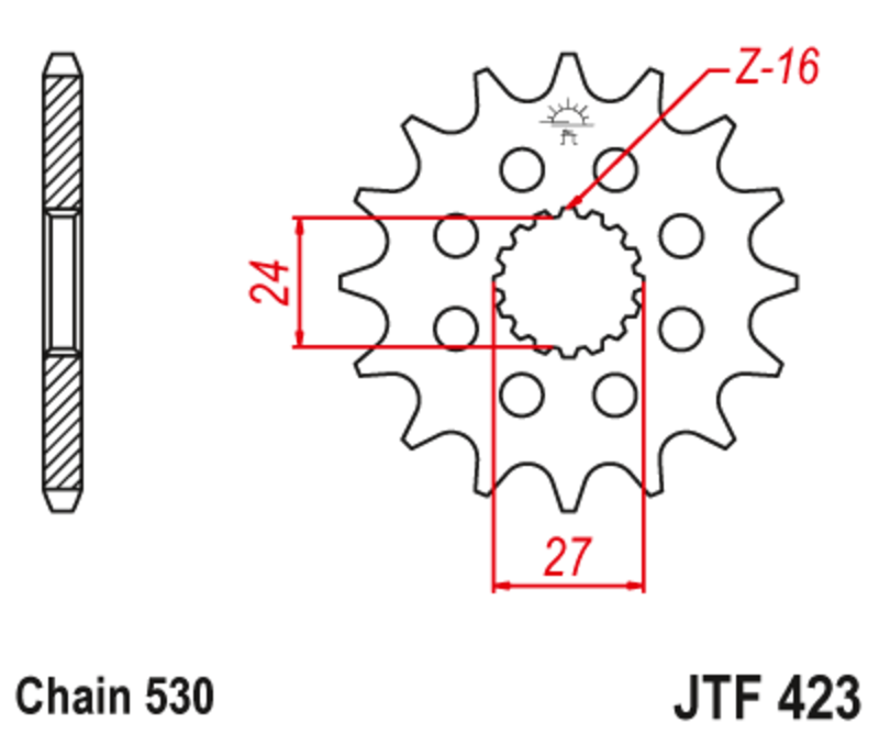 JT SPROCKETS Staal geluidsarm voortandwiel 423 - 530