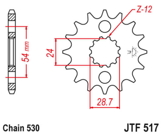 JT SPROCKETS Staal geluidsarm voortandwiel 517 - 530