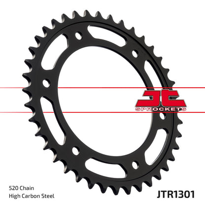 JT SPROCKETS Standaard staal achtertandwiel 1301 - 520