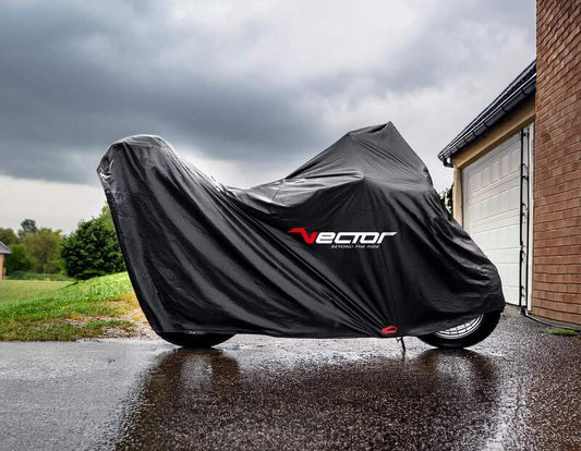 VECTOR H2O Indoor/Outdoor Protective Cover for Motorcycle/Scooter with Top Case and Windscreen - Black - S