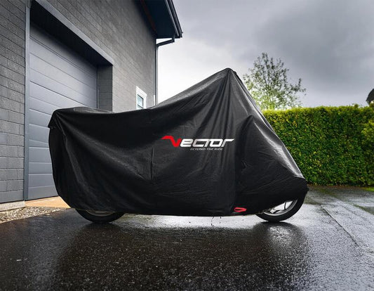VECTOR Heavy Duty Outdoor Protective Cover for Motorcycle/Scooter with Top Case and Windscreen - Black - M