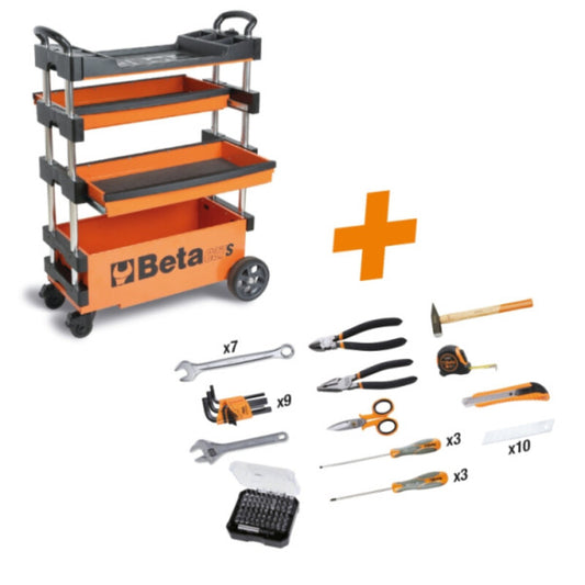 BETA Inklapbare gereedschapswagen + 100 Beta gereedschappen
