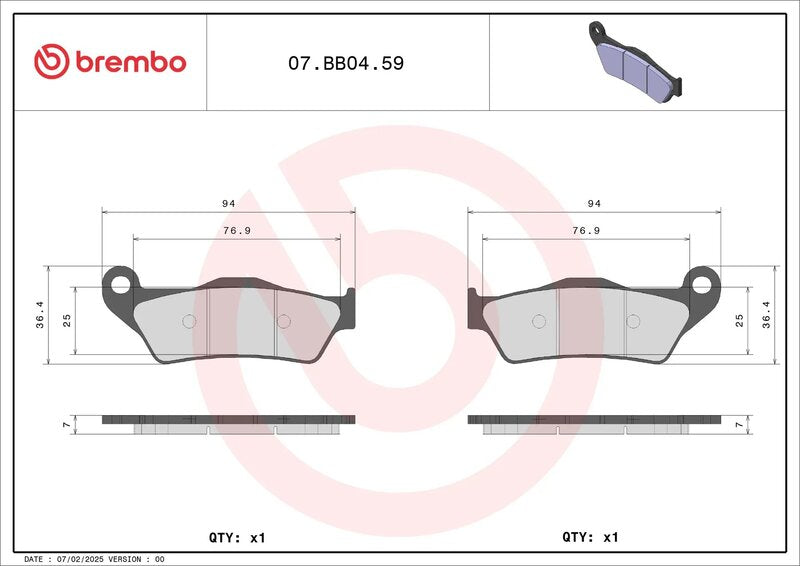 BREMBO Remblokken van gesinterd metaal - 07BB0459