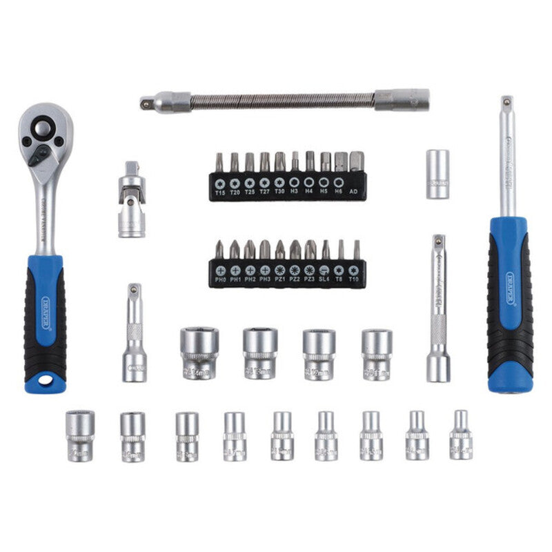 DRAPER HI-TORQ® Metrische doppen- en bitset - 1/4" Sq. Dr. - 40 stuks