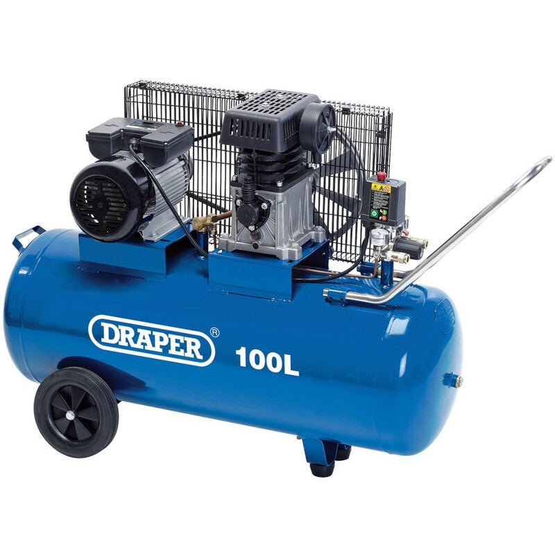 DRAPER Riemaangedreven luchtcompressor - 100 L 2.2kW/3hp