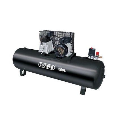 DRAPER Riemaangedreven luchtcompressor zonder wielen - 200 L 2.2kW/3hp