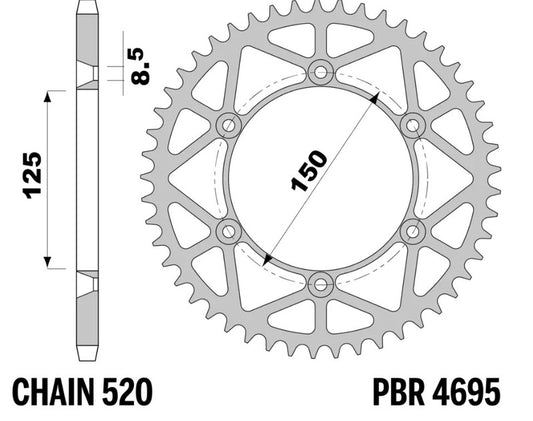PBR Steel Ultra Light Rear Sprocket - 520