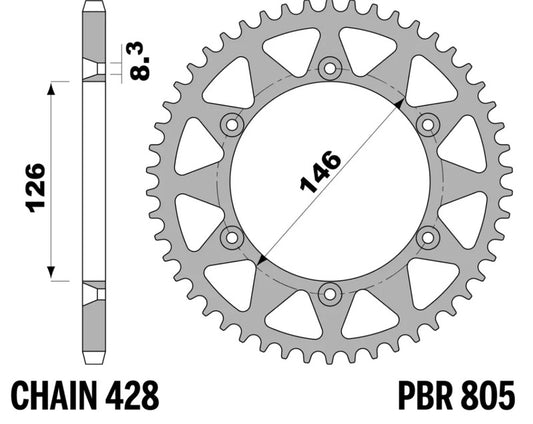 PBR Alu Standard Rear Sprocket - 428