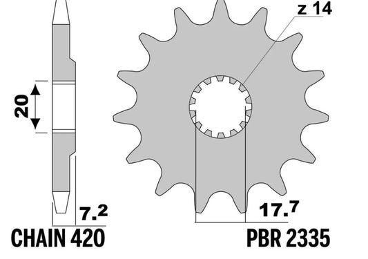 PBR Staal standaard voortandwiel 2335- 420