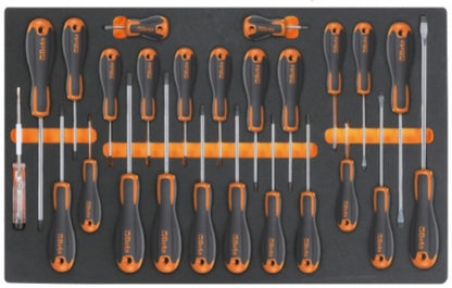 BETA TOOLS Foam Tray with Beta Easy Screwdrivers for slotted, Phillips® and Torx® head screws