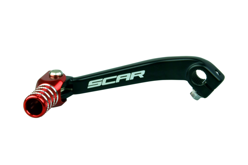 SCAR Schakelpedaal zwart + afdekkap rood