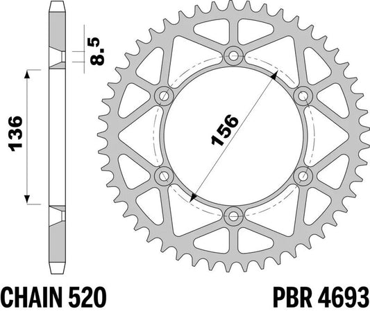 PBR Steel Ultra Light Rear Sprocket - 520