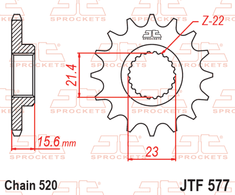 JT SPROCKETS Staal geluidsarm voortandwiel 577 - 520