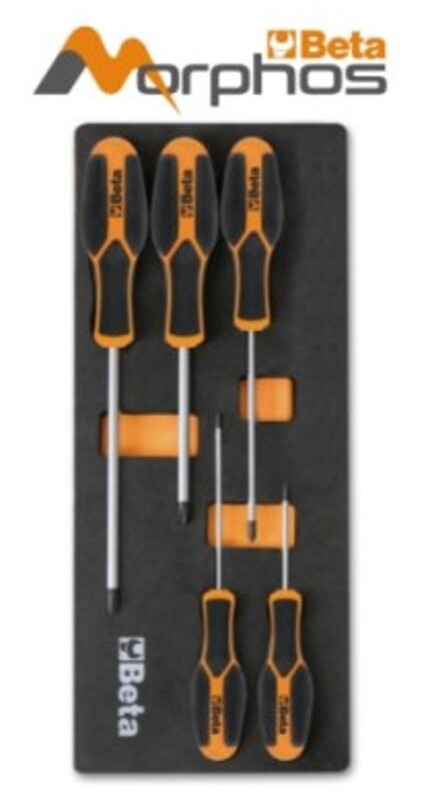 BETA EVA Foam Tray with Morphos Screwdrivers for Cross Head Phillips® Screws