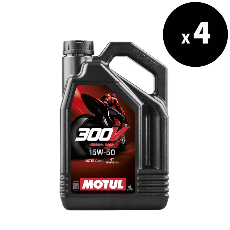 MOTUL 300V Factory Line Road Racing 4T Motor Oil - 15W50 4L x4 