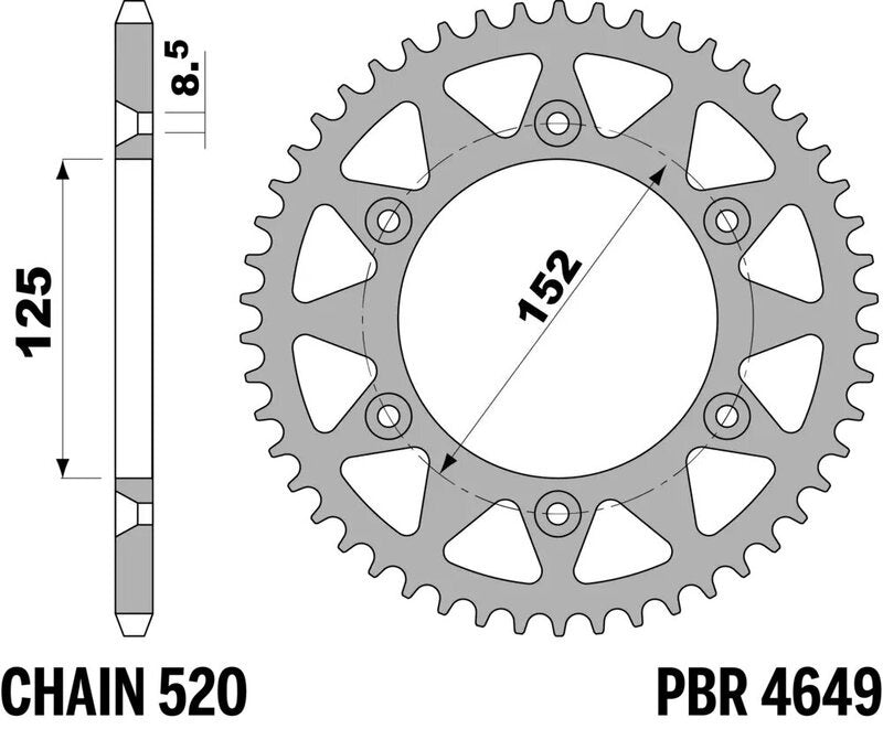 EK/PBR Chain Kit 520M3 13/49-116 - Standard Rear Sprocket