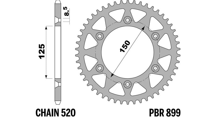 EK/PBR Chain Kit 520M3 13/49-116 - Standard Rear Sprocket