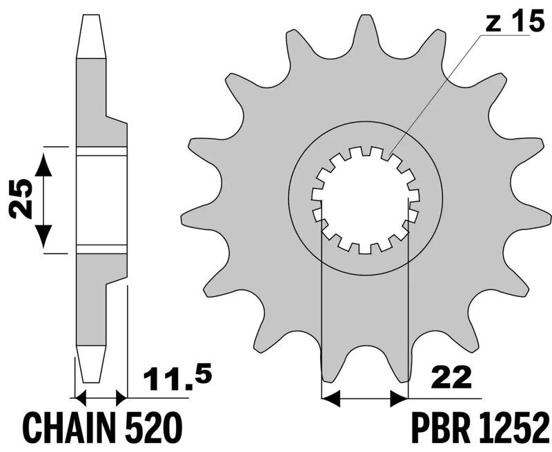 EK/PBR Chain Kit 520SRX2 15/46-118 - Standard Rear Sprocket
