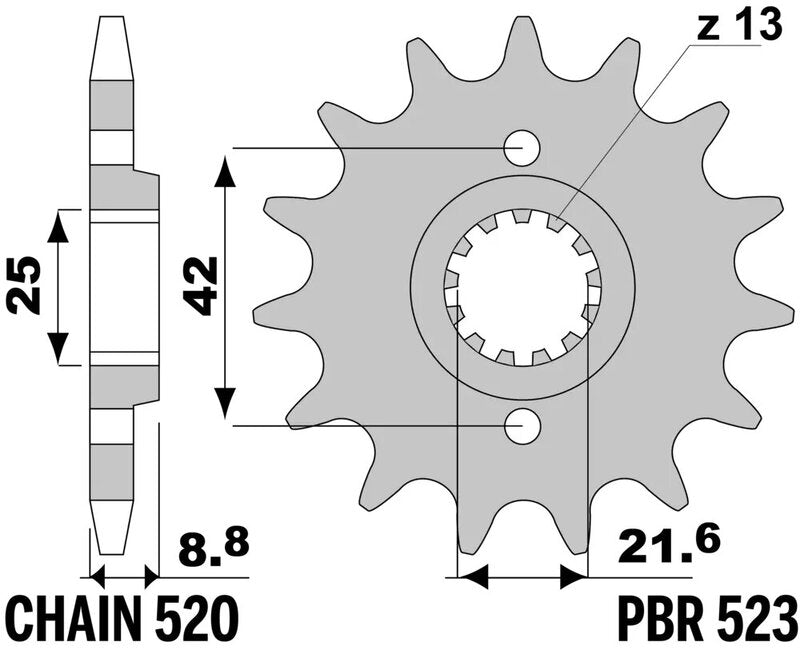 EK/PBR Chain kit 520 SRX2 - 14/42-106 - Steel Standard Rear Sprocket