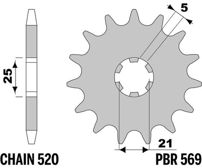 EK/PBR Chain kit 520 SRX2 - 14/50-110 - Steel Standard Rear Sprocket