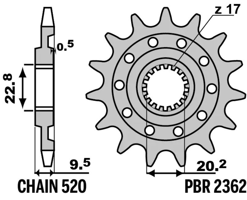 EK/PBR Kettingkit 520 SRX2 - 13/50-112 – Standaard achtertandwiel aluminium