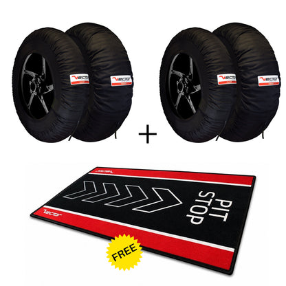 VECTOR Smart 120/190 2-set Bandenwarmers + gratis Pit Stop paddock mat zwart