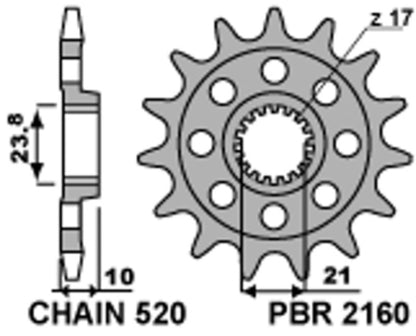 EK/PBR Chain kit 520 M3 - 13/49-114 - Steel Standard Rear Sprocket