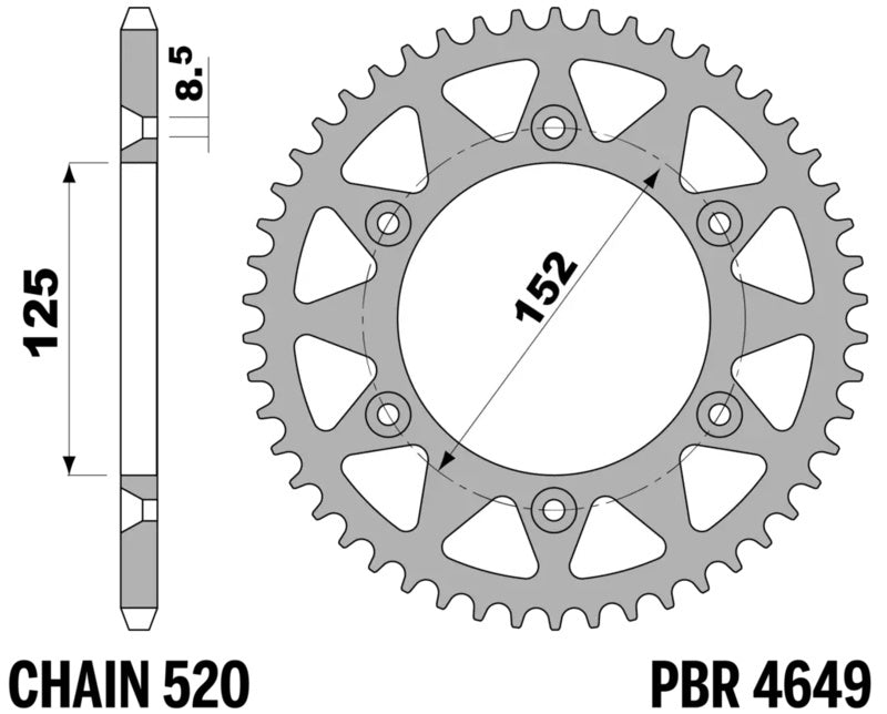 EK/PBR Chain kit 520 SRX2 - 13/50-114 - Steel Standard Rear Sprocket