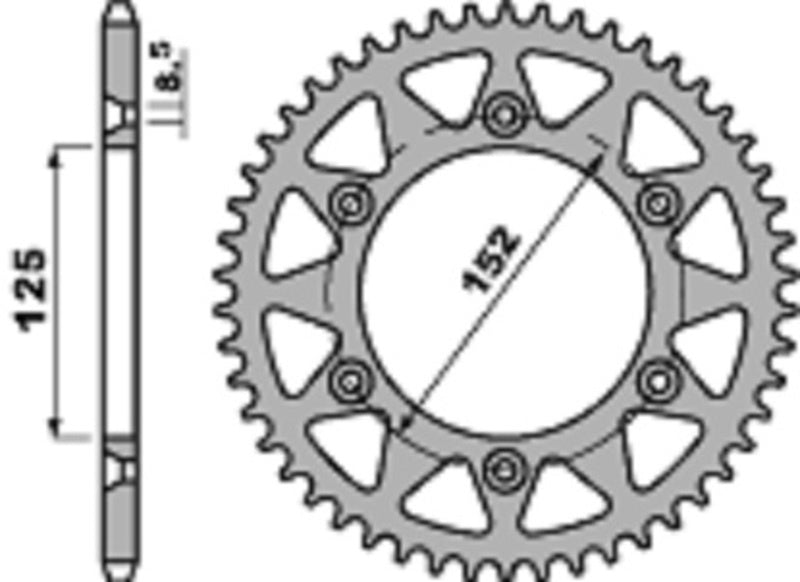 EK/PBR Chain kit 520 SRX2 - 13/50-114 - Alu Standard Rear Sprocket