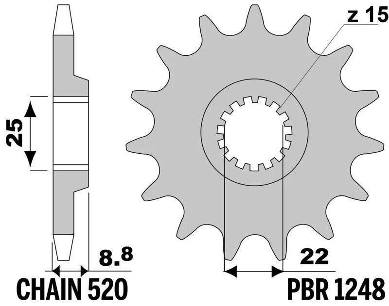 EK/PBR Chain kit 520 SRX2 - 13/50-114 - Alu Standard Rear Sprocket