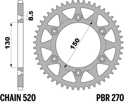 EK/PBR Chain kit 520 M3 - 13/49-114 - Steel Standard Rear Sprocket