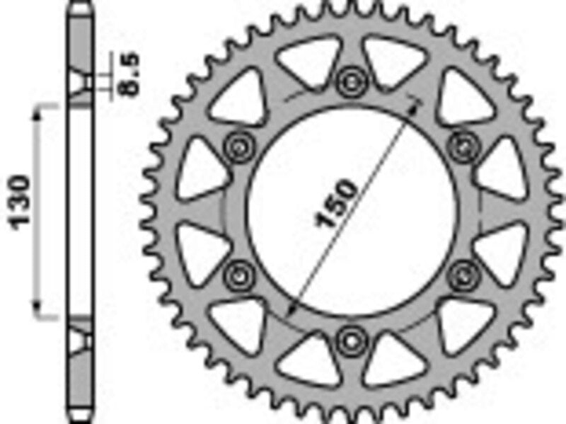 EK/PBR Chain kit 520 SRX2 - 13/49-114 - Alu Standard Rear Sprocket