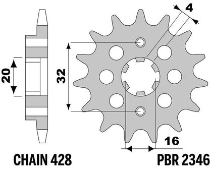 EK/PBR Chain Kit 428SHDR 14/46-140 - Standard Rear Sprocket
