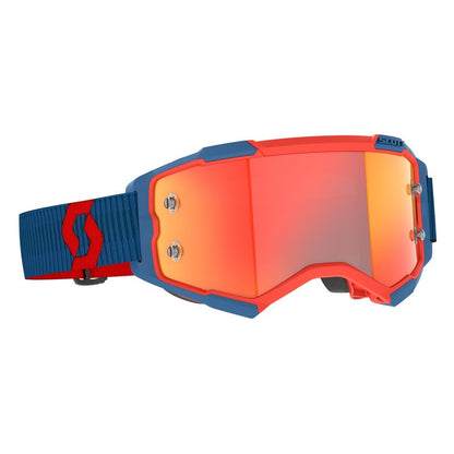 SCOTT Fury Crossbril - Donkerblauw/Neon rood, Orange Chrome Works Lens