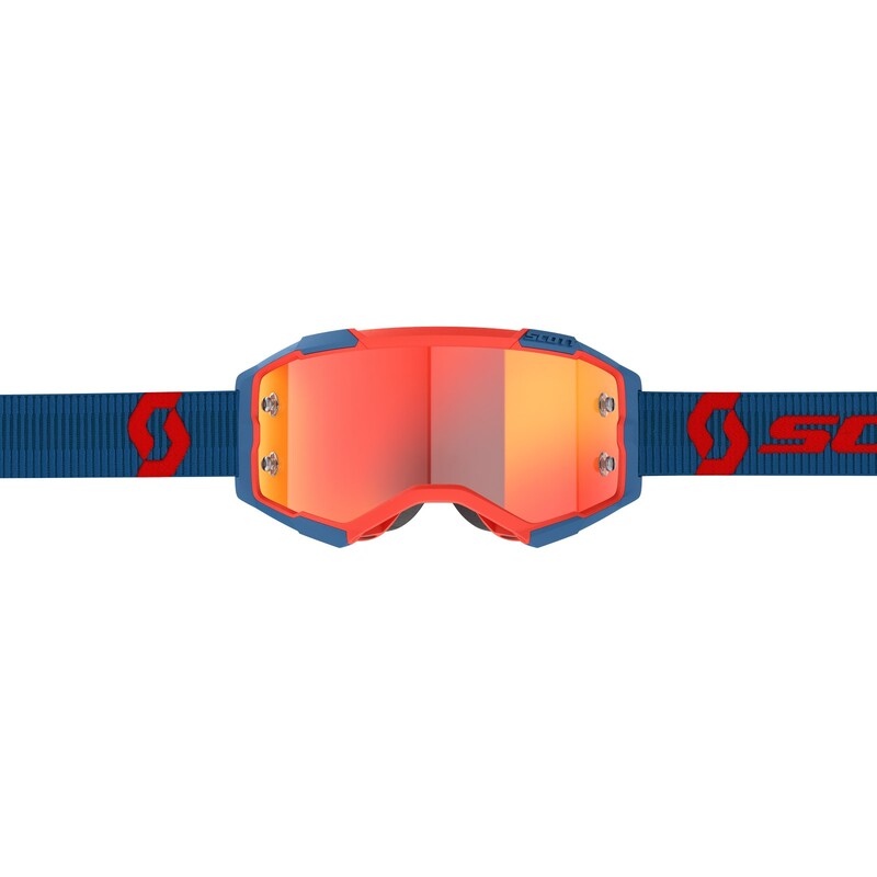 SCOTT Fury Crossbril - Donkerblauw/Neon rood, Orange Chrome Works Lens
