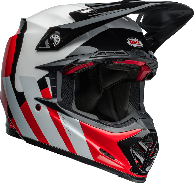 BELL Moto-9S Flex helm - Hello Cousteau Stripes Gloss White/Red
