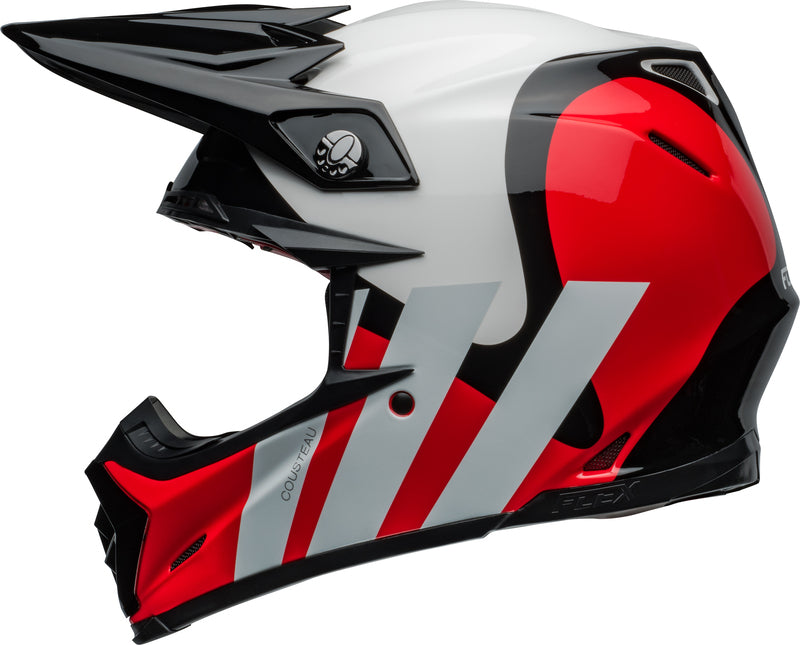 BELL Moto-9S Flex helm - Hello Cousteau Stripes Gloss White/Red