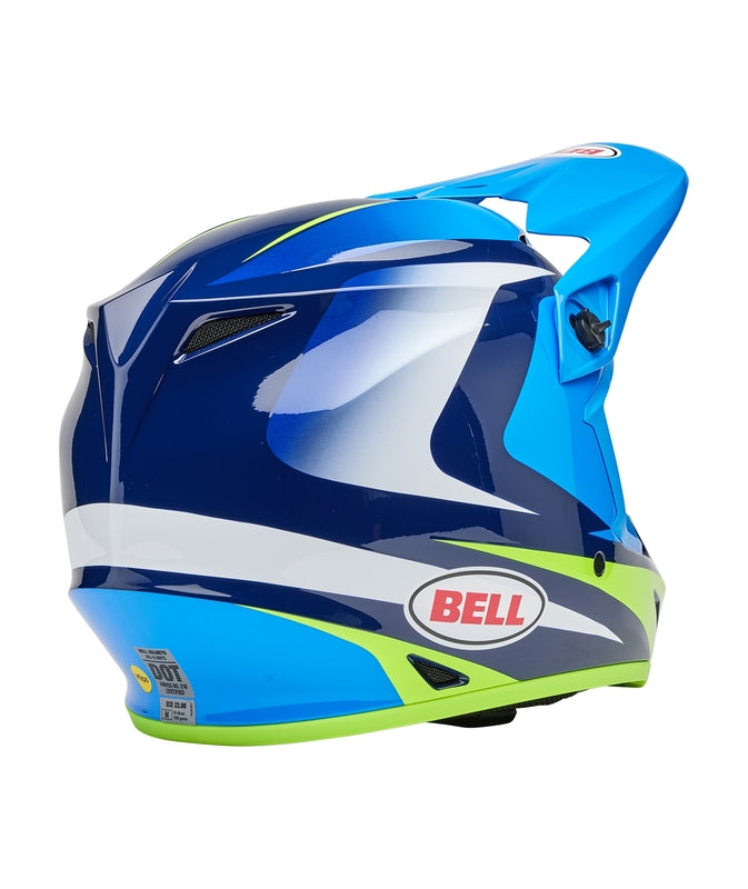 BELL MX-9 Mips Helm - Jackal Gloss Blue/Hi-Viz Yellow