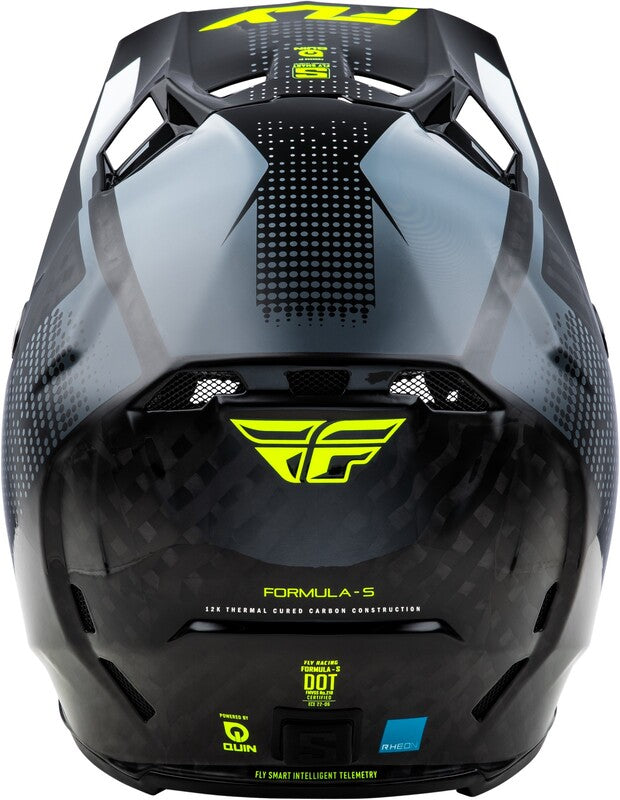 FLY RACING Formula S Carbon Protocol Helm - Black Carbon/Grijs/Neon geel
