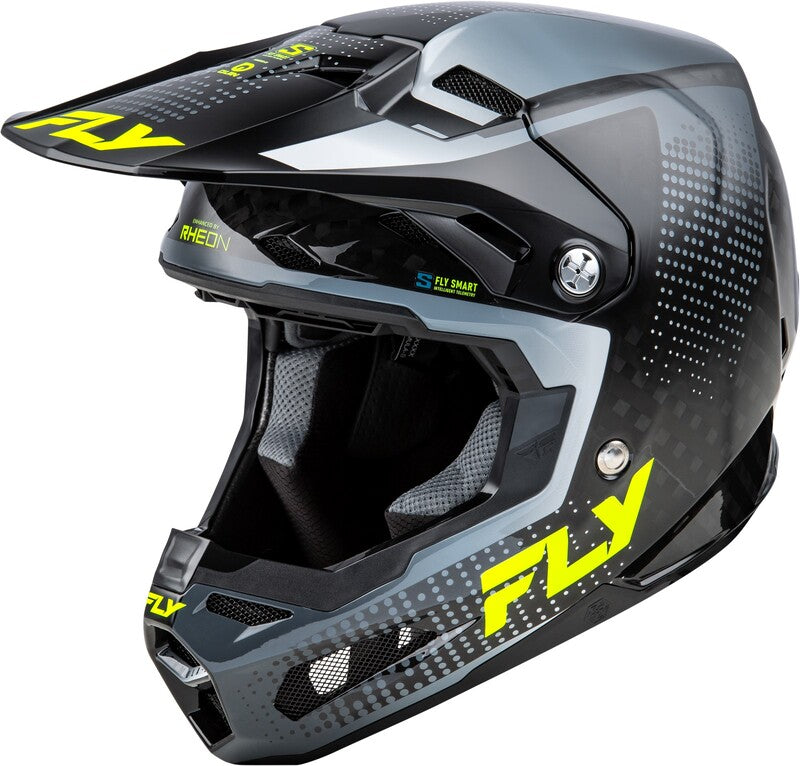 FLY RACING Formula S Carbon Protocol Helm - Black Carbon/Grijs/Neon geel