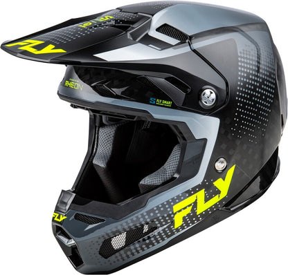 FLY RACING Formula S Carbon Protocol Helm - Black Carbon/Grijs/Neon geel